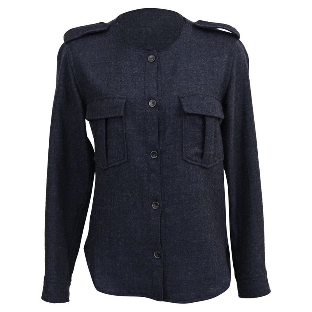 Isabel Marant Buttoned Blouse in Navy Blue Wool
